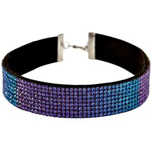 NWT Mystical Purple and Blue Ombre Rhinestone Choker Necklace Occult Fairy